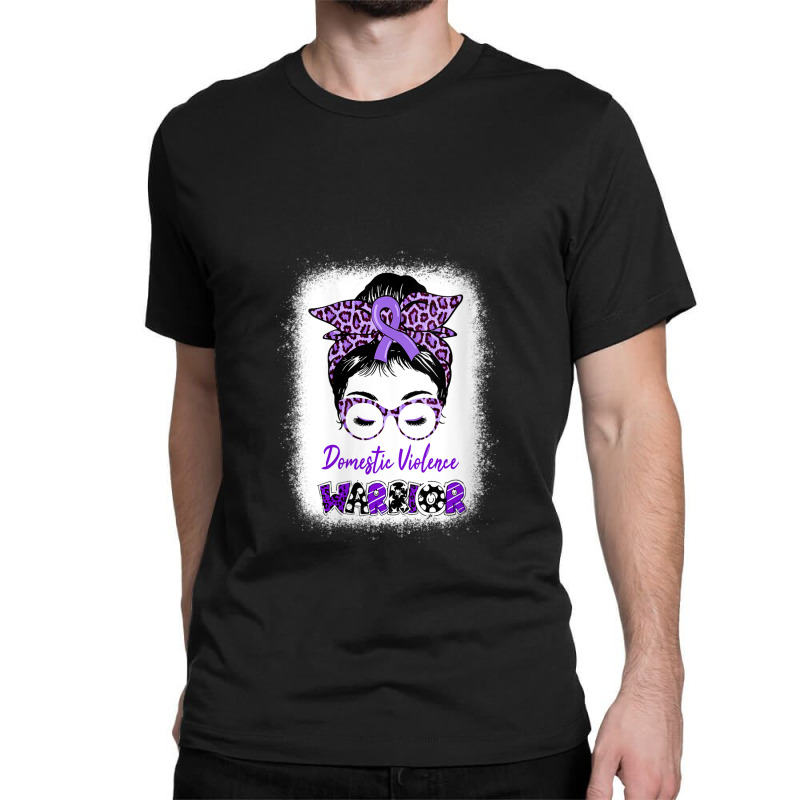 Womens Domestic Violence Awareness Warrior Purple Messy Bun V-neck Classic T-shirt | Artistshot