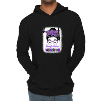 Womens Domestic Violence Awareness Warrior Purple Messy Bun V-neck Lightweight Hoodie | Artistshot