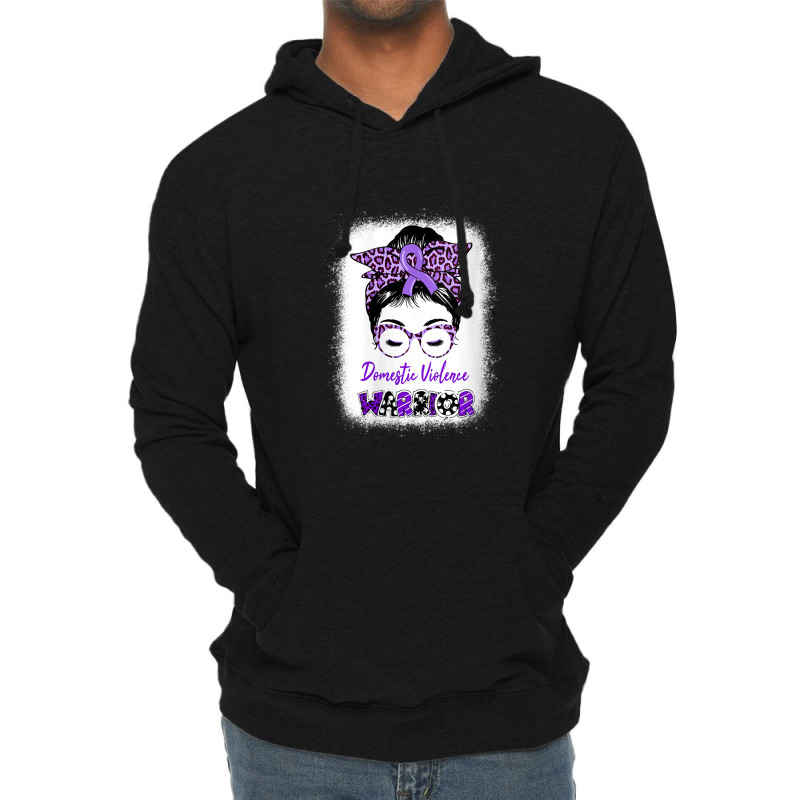 Womens Domestic Violence Awareness Warrior Purple Messy Bun V-neck Lightweight Hoodie | Artistshot