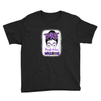 Womens Domestic Violence Awareness Warrior Purple Messy Bun V-neck Youth Tee | Artistshot