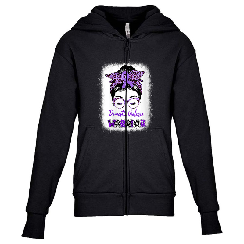 Womens Domestic Violence Awareness Warrior Purple Messy Bun V-neck Youth Zipper Hoodie | Artistshot