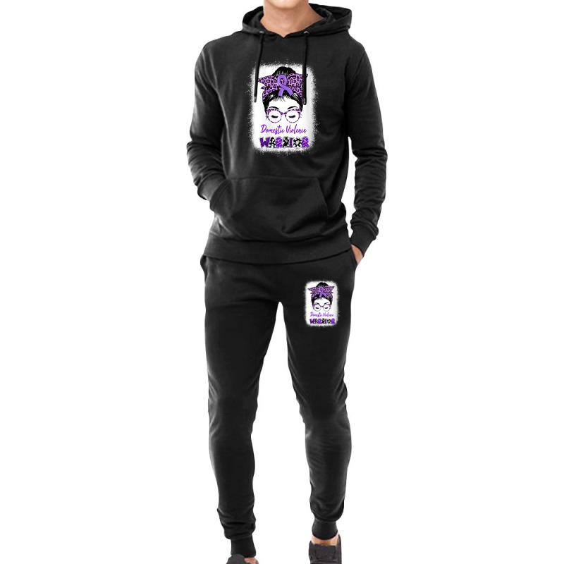 Womens Domestic Violence Awareness Warrior Purple Messy Bun V-neck Hoodie & Jogger Set | Artistshot