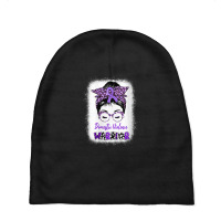 Womens Domestic Violence Awareness Warrior Purple Messy Bun V-neck Baby Beanies | Artistshot