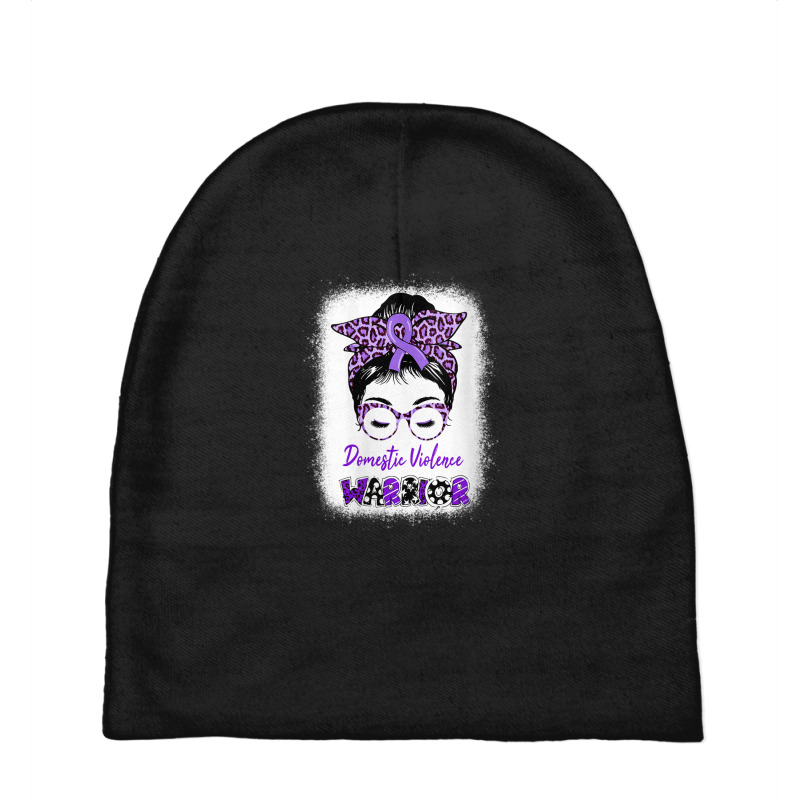 Womens Domestic Violence Awareness Warrior Purple Messy Bun V-neck Baby Beanies | Artistshot