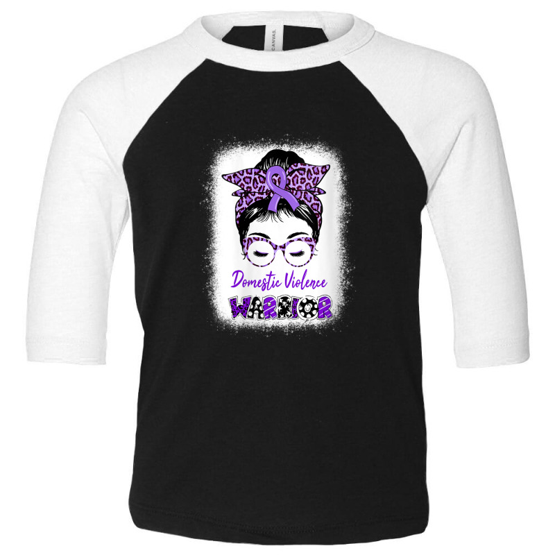 Womens Domestic Violence Awareness Warrior Purple Messy Bun V-neck Toddler 3/4 Sleeve Tee | Artistshot