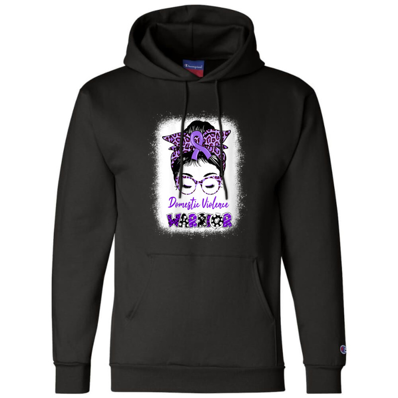 Womens Domestic Violence Awareness Warrior Purple Messy Bun V-neck Champion Hoodie | Artistshot