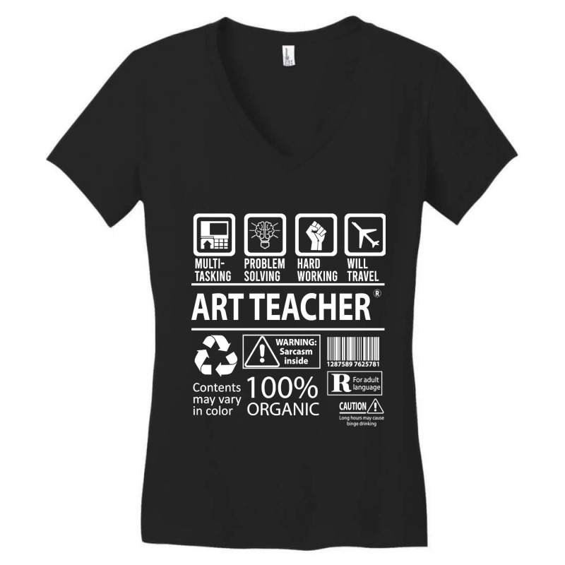 Art Teacher T Shirt - Multitasking Certified Job Gift Item Tee Women's V-Neck T-Shirt by macklinsampson | Artistshot