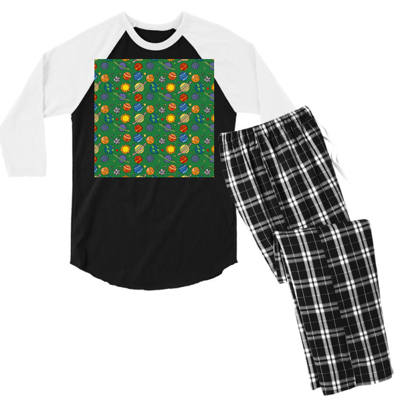 Planet Print  Space  Earth  Astronomy  Science  Green Aline Dress Men's 3/4 Sleeve Pajama Set | Artistshot