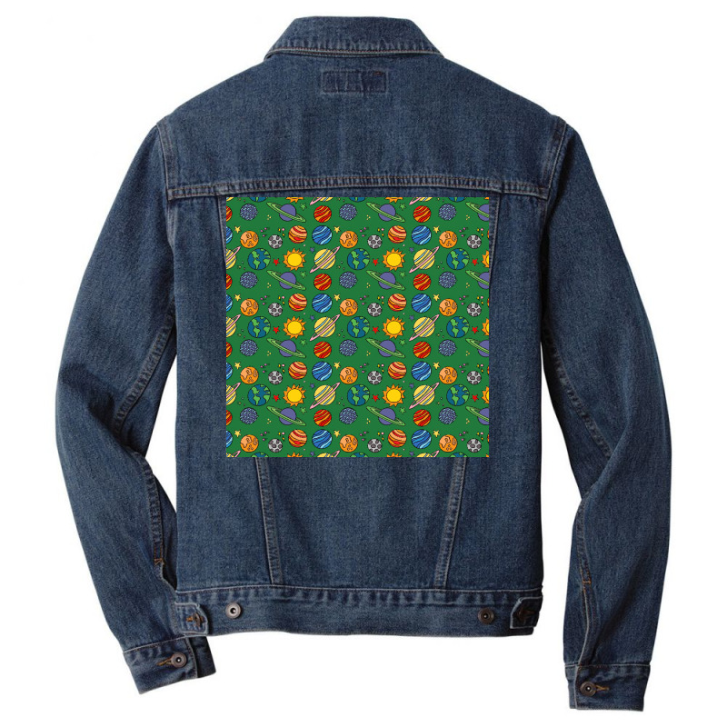 Planet Print  Space  Earth  Astronomy  Science  Green Aline Dress Men Denim Jacket | Artistshot