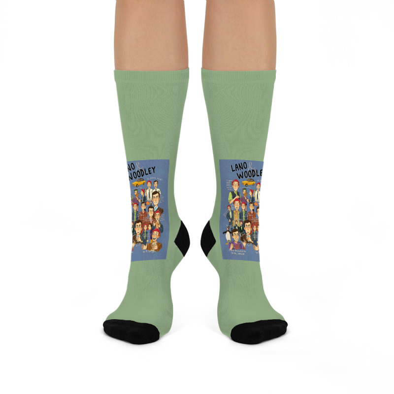 Lano And Woodley Compilation Blue Background Poster 70s Crew Socks | Artistshot