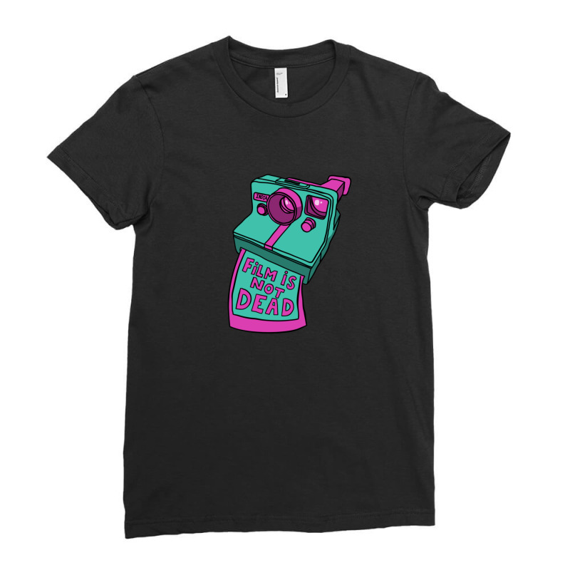 Film Is Not Dead - Instant Camera - Teal & Pink Ladies Fitted T-Shirt by NicholetteJeanHastings | Artistshot