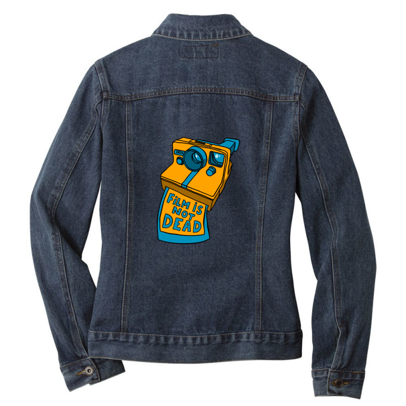 Film Is Not Dead - Instant Camera - Yellow & Blue Ladies Denim Jacket by NicholetteJeanHastings | Artistshot