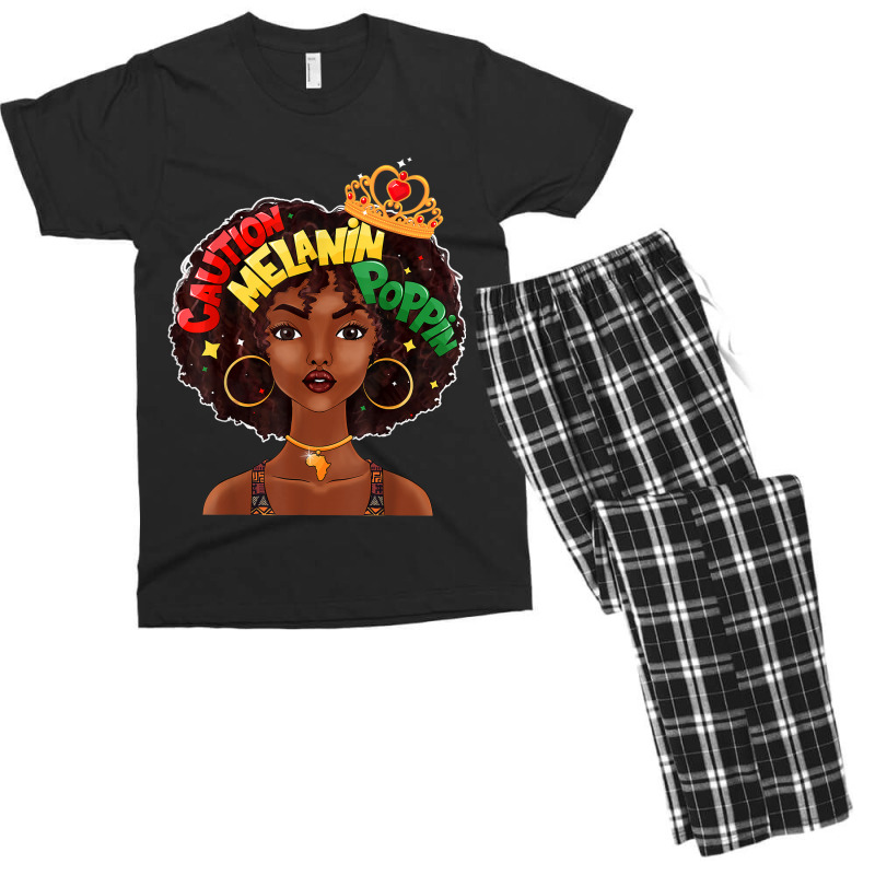 Caution Melanin Poppin Black Girl Magic African American Men's T-shirt Pajama Set | Artistshot