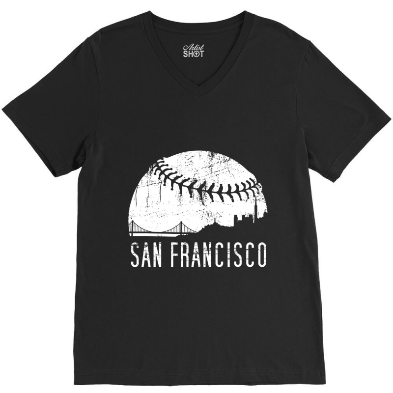 Limited Edition Sf City Skyline San Francisco City Baseball V-neck Tee | Artistshot