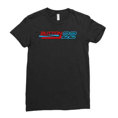 Jenson Button 22 Formula 1 Motor Racing Ladies Fitted T-shirt Designed By Erni