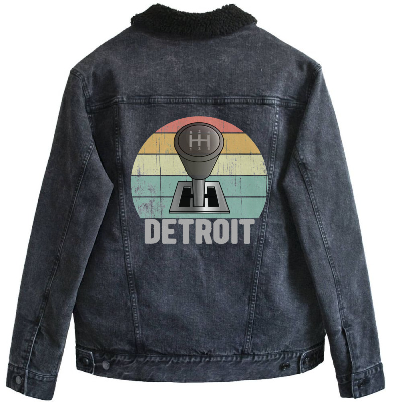 Retro Detroit Manual Stick Gear Shift Carlove Unisex Sherpa-lined Denim Jacket | Artistshot