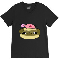 Pug Face And Axolotl V-neck Tee | Artistshot