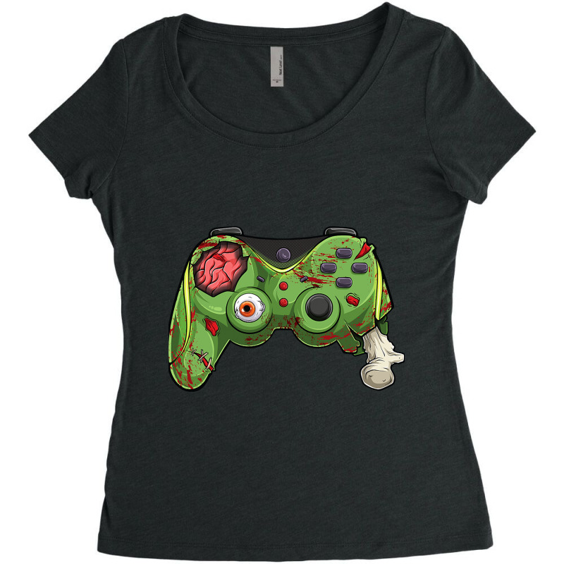 Halloween Gamer Zombie Controller Video Gamer Kids Mens Boys  Classic Women's Triblend Scoop T-shirt by ElizabethAtist | Artistshot