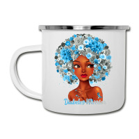 Womens Grey Blue Flowers Afro Hair Black Woman Diabetes Warrior Camper Cup | Artistshot