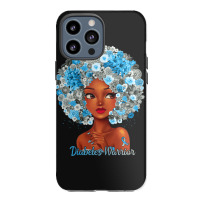 Womens Grey Blue Flowers Afro Hair Black Woman Diabetes Warrior Iphone 13 Pro Max Case | Artistshot