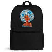 Womens Grey Blue Flowers Afro Hair Black Woman Diabetes Warrior Backpack | Artistshot