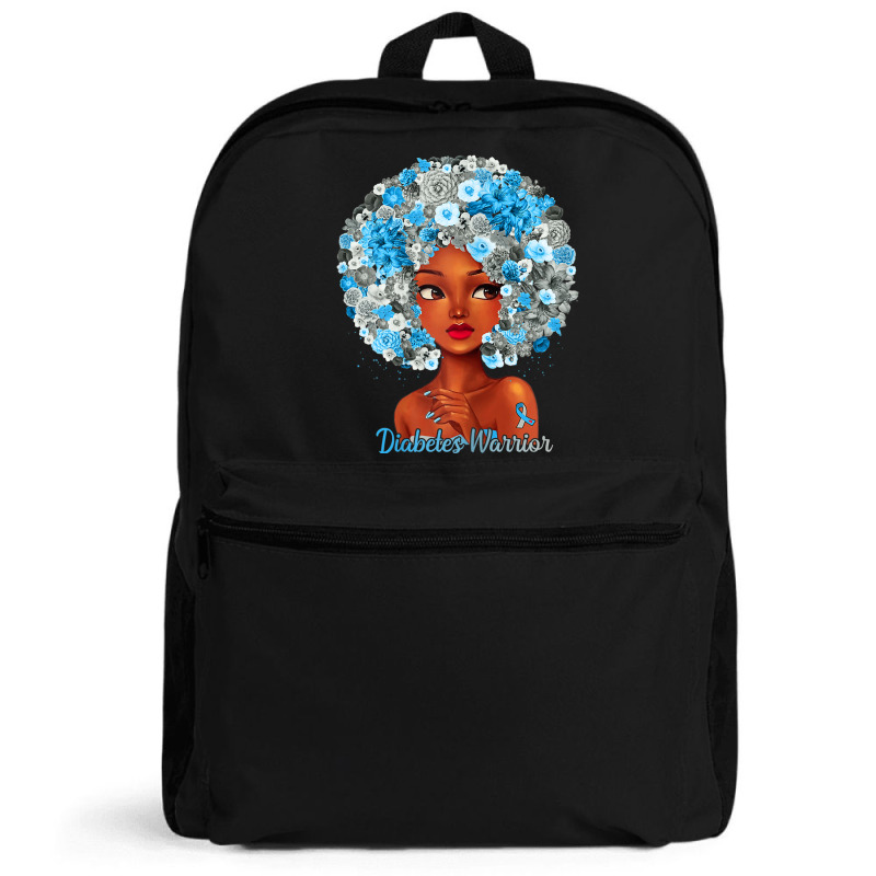 Womens Grey Blue Flowers Afro Hair Black Woman Diabetes Warrior Backpack | Artistshot