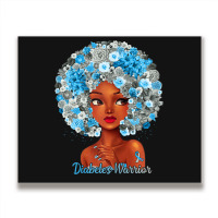 Womens Grey Blue Flowers Afro Hair Black Woman Diabetes Warrior Metal Print Horizontal | Artistshot