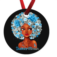 Womens Grey Blue Flowers Afro Hair Black Woman Diabetes Warrior Ornament | Artistshot