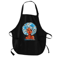 Womens Grey Blue Flowers Afro Hair Black Woman Diabetes Warrior Medium-length Apron | Artistshot