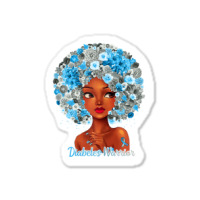 Womens Grey Blue Flowers Afro Hair Black Woman Diabetes Warrior Sticker | Artistshot