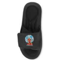 Womens Grey Blue Flowers Afro Hair Black Woman Diabetes Warrior Slide Sandal | Artistshot