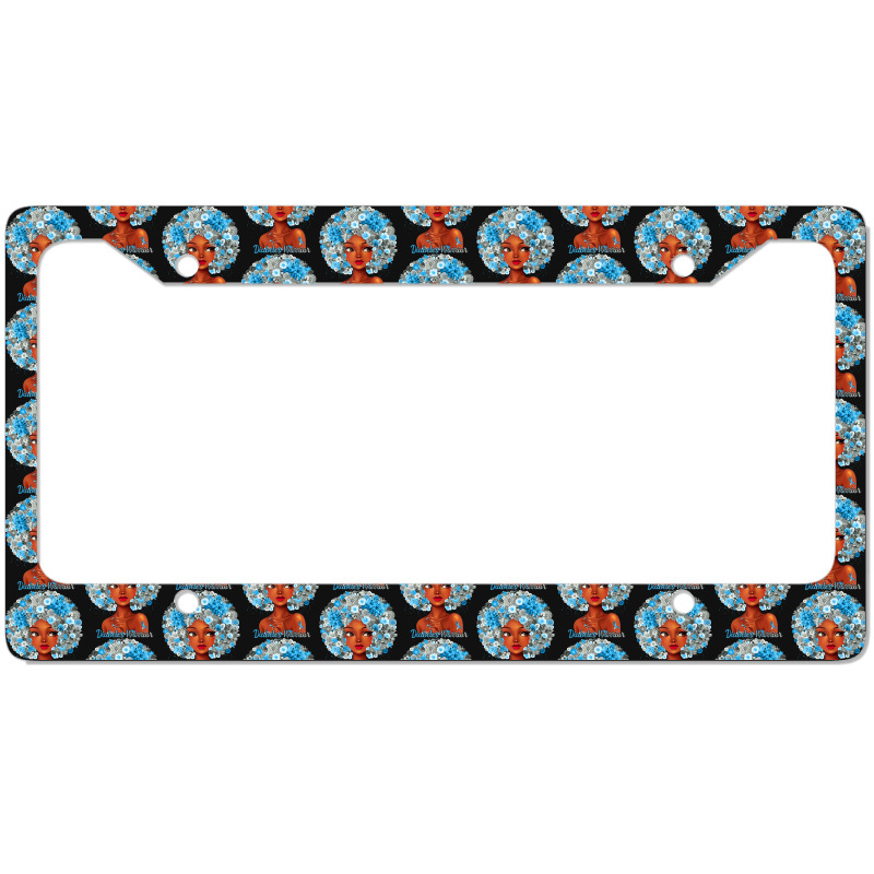 Womens Grey Blue Flowers Afro Hair Black Woman Diabetes Warrior License Plate Frame | Artistshot