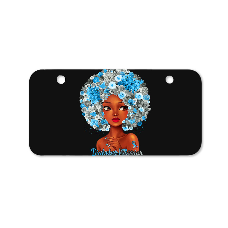 Womens Grey Blue Flowers Afro Hair Black Woman Diabetes Warrior Bicycle License Plate | Artistshot