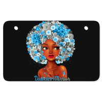 Womens Grey Blue Flowers Afro Hair Black Woman Diabetes Warrior Atv License Plate | Artistshot