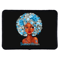 Womens Grey Blue Flowers Afro Hair Black Woman Diabetes Warrior Rectangle Patch | Artistshot