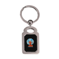 Womens Grey Blue Flowers Afro Hair Black Woman Diabetes Warrior Silver Rectangle Keychain | Artistshot