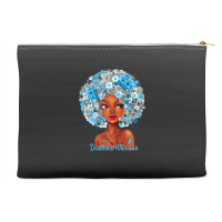 Womens Grey Blue Flowers Afro Hair Black Woman Diabetes Warrior Accessory Pouches | Artistshot