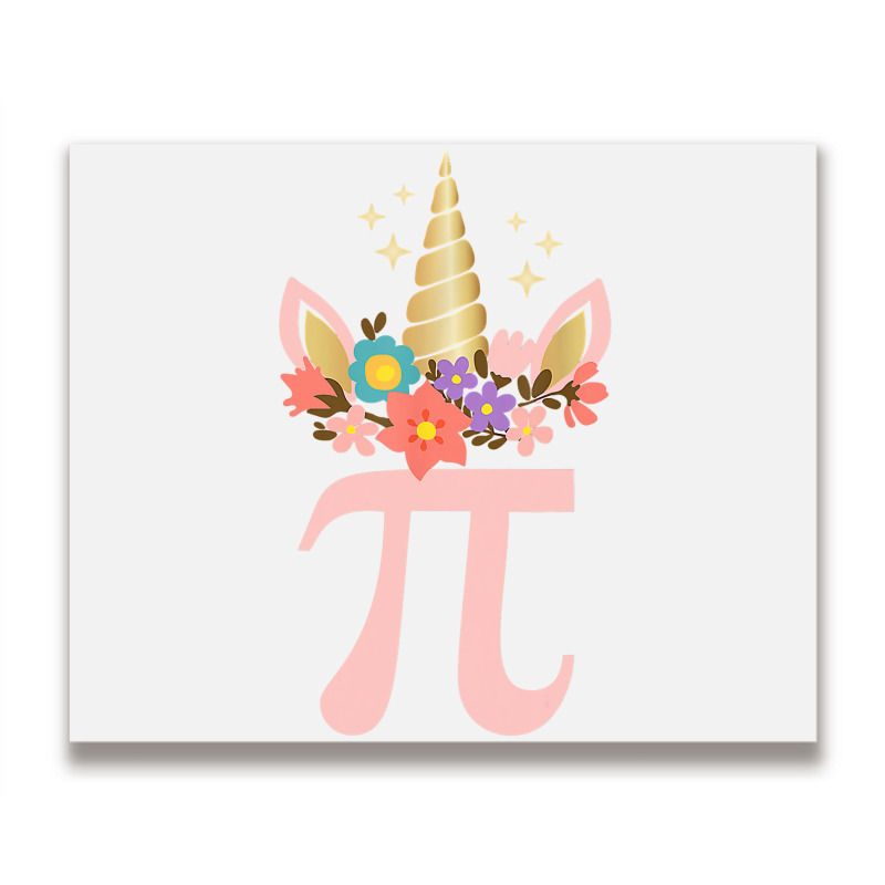 Cute Unicorn Face Pi Day  Girls Women Math Geek Metal Print Horizontal | Artistshot