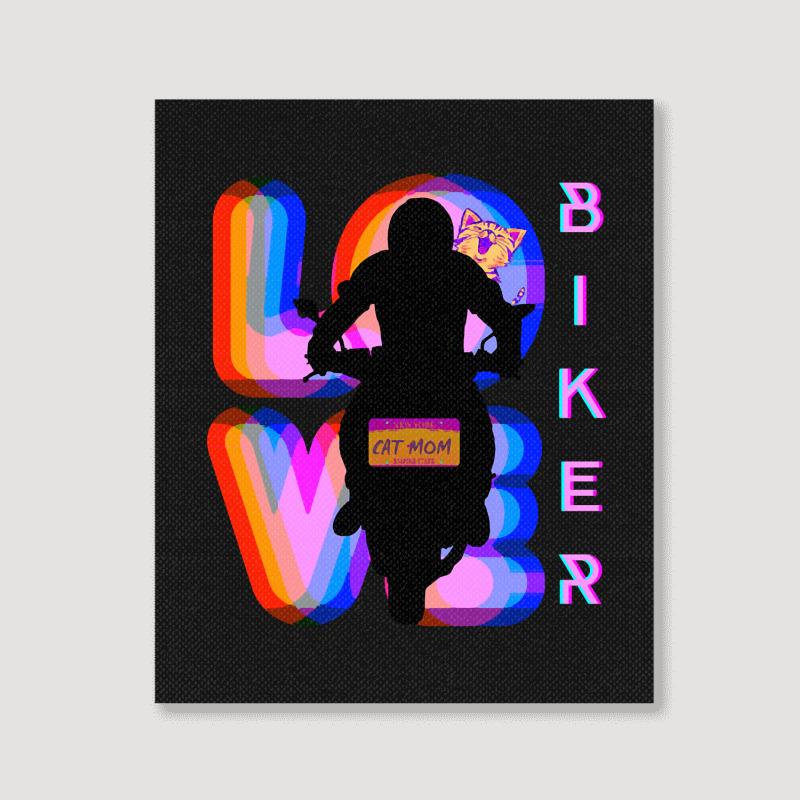 Biker And Best Rainbow Cat Mom Motorcycle Rider Portrait Canvas Print | Artistshot