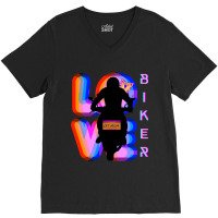 Biker And Best Rainbow Cat Mom Motorcycle Rider V-neck Tee | Artistshot