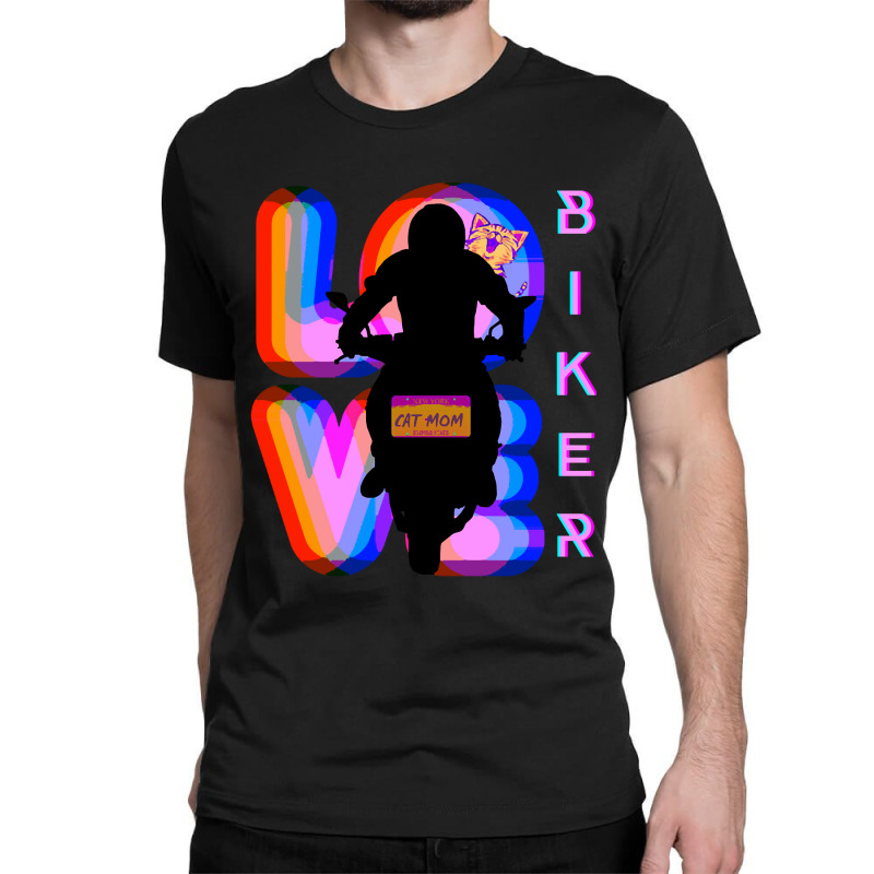 Biker And Best Rainbow Cat Mom Motorcycle Rider Classic T-shirt by macklinsampson | Artistshot