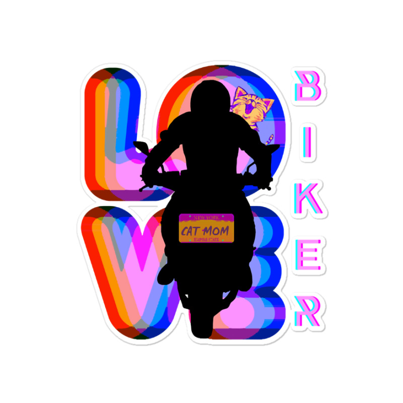 Biker And Best Rainbow Cat Mom Motorcycle Rider Sticker | Artistshot