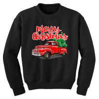 Funny Retro Merry Christmas Tree Red Wagon Truck Outfit Youth Sweatshirt | Artistshot