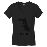 Neighborhoods Of Chicago Black Letters Love Women's V-neck T-shirt | Artistshot