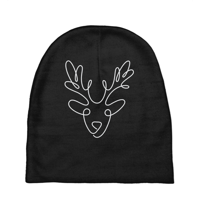 One Line Christmas Reindeer Baby Beanies | Artistshot