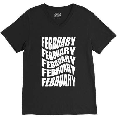 February V-neck Tee Designed By Pixelcon