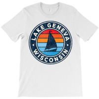 Lake Geneva Wisconsin Wi Vintage Sailboat Retro 70s T-shirt | Artistshot