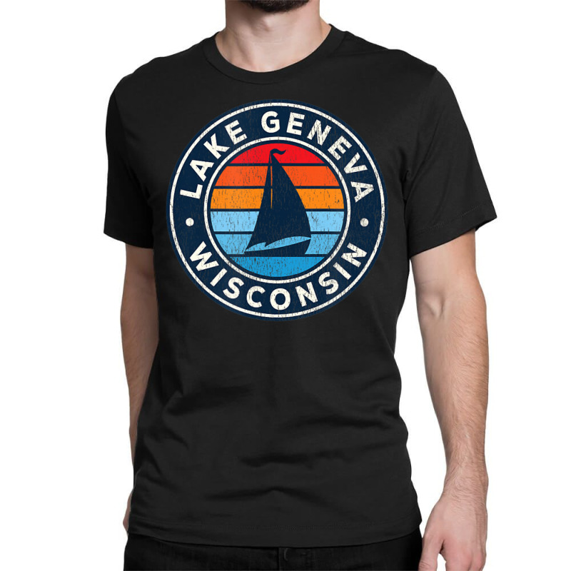 Lake Geneva Wisconsin Wi Vintage Sailboat Retro 70s Classic T-shirt by michaelyounger19 | Artistshot