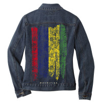 Vintage Mauritius Flag Retro Mauritian Flag Mauritian Ladies Denim Jacket | Artistshot