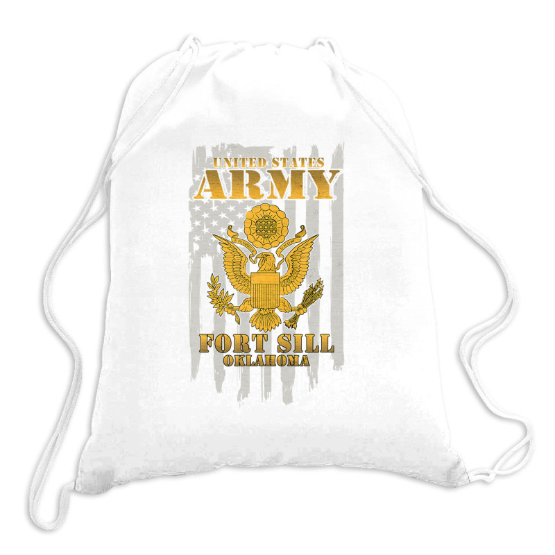 Fort Sill Oklahoma Us Army American Flag Vintage Retro Gift Drawstring Bags | Artistshot